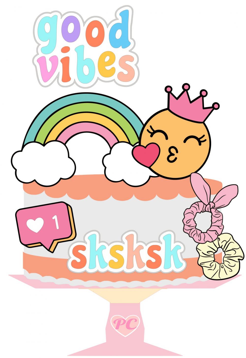 Arquivo de Corte Topo de Bolo - Good Vibes