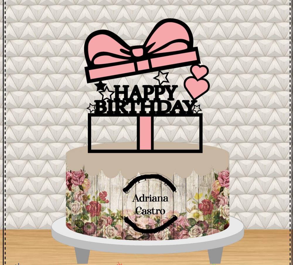 Arquivo de Corte Topo de Bolo - Happy Birthday