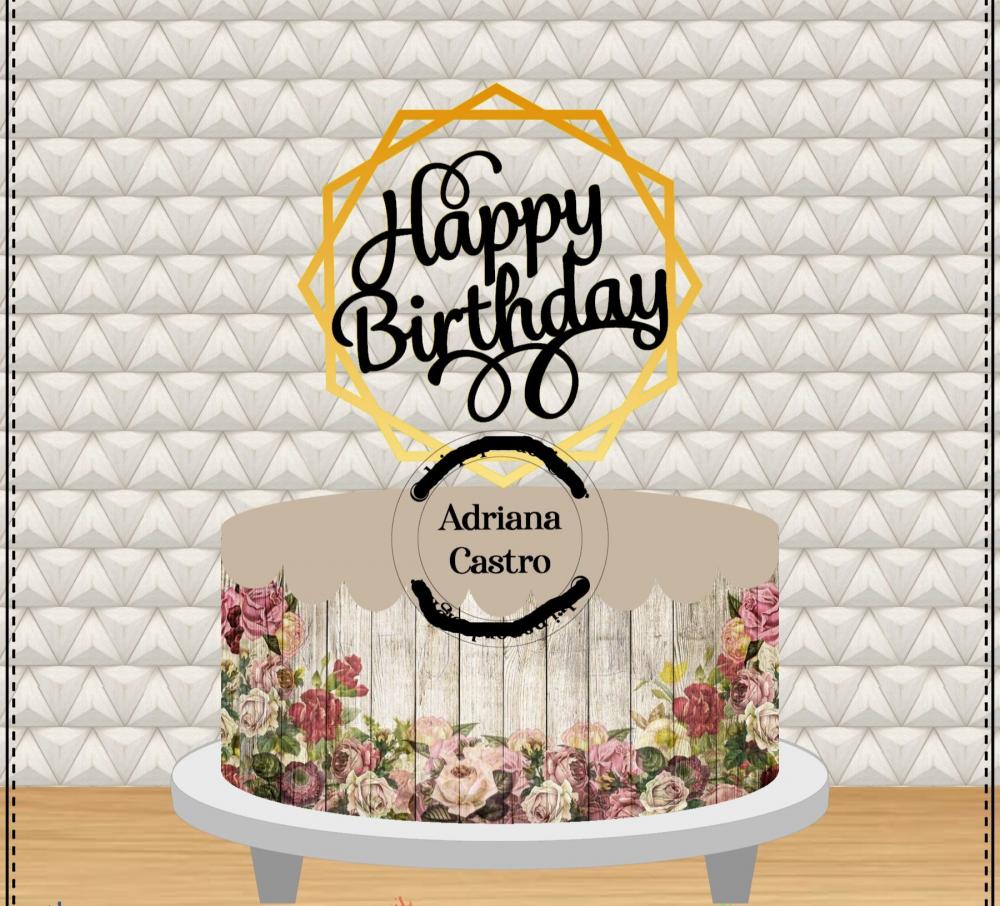 Arquivo de Corte Topo de Bolo - Happy Birthday