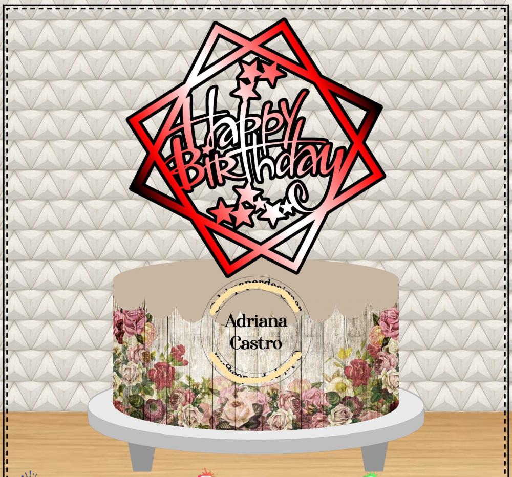 Arquivo de Corte Topo de Bolo - Happy Birthday