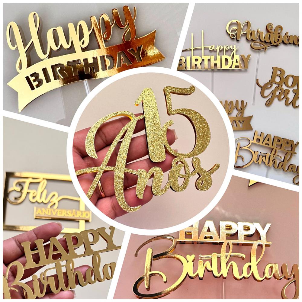 Arquivo de Corte Topo de Bolo - Happy Birthday