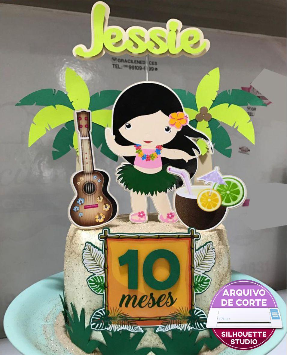 Arquivo de Corte Topo de Bolo - Havai / Luau
