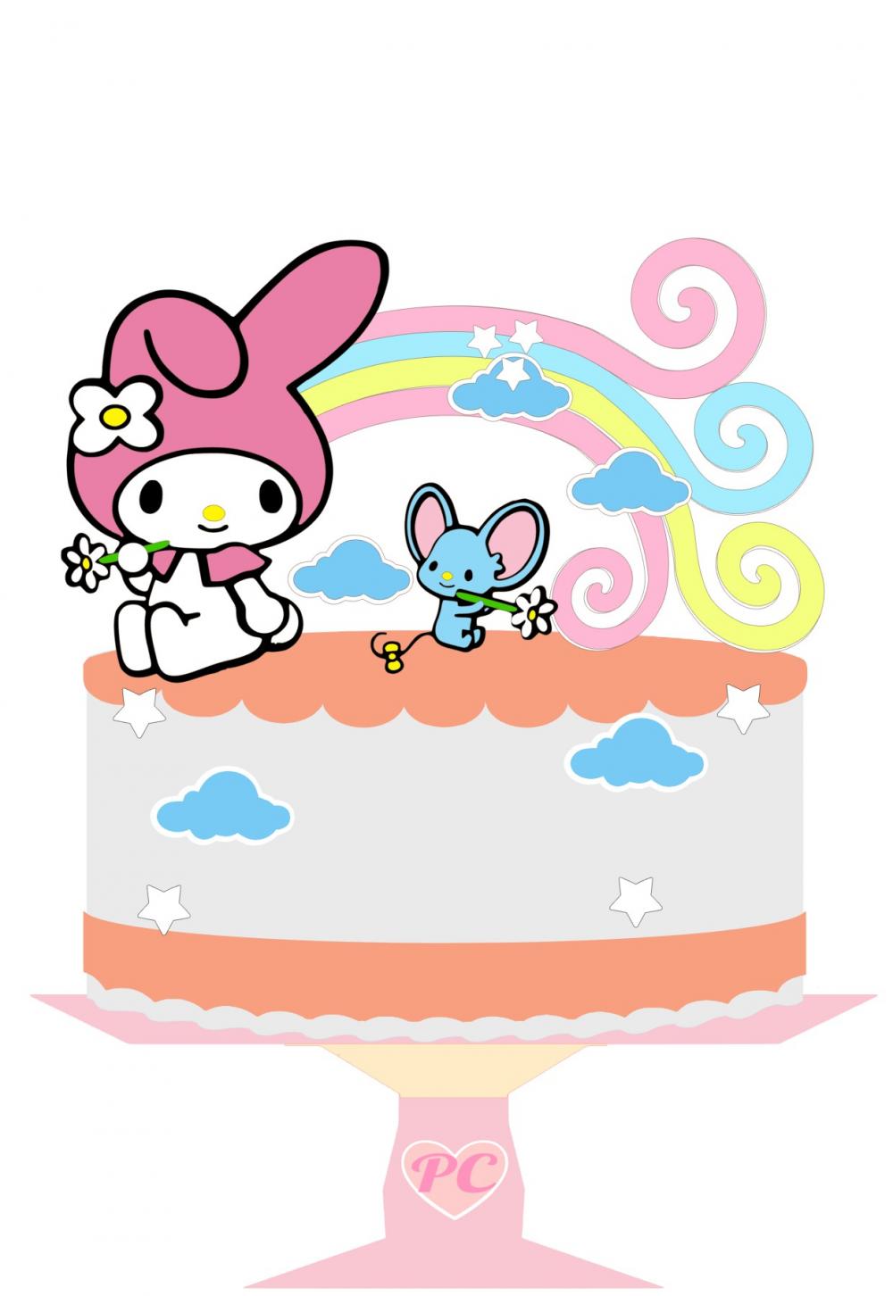 Arquivo de Corte Topo de Bolo - Hello Kitty e Sua Turma