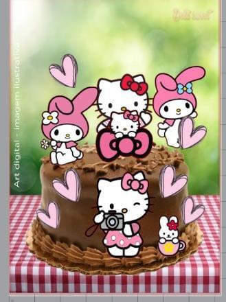 Arquivo de Corte Topo de Bolo - Hello Kitty e Sua Turma