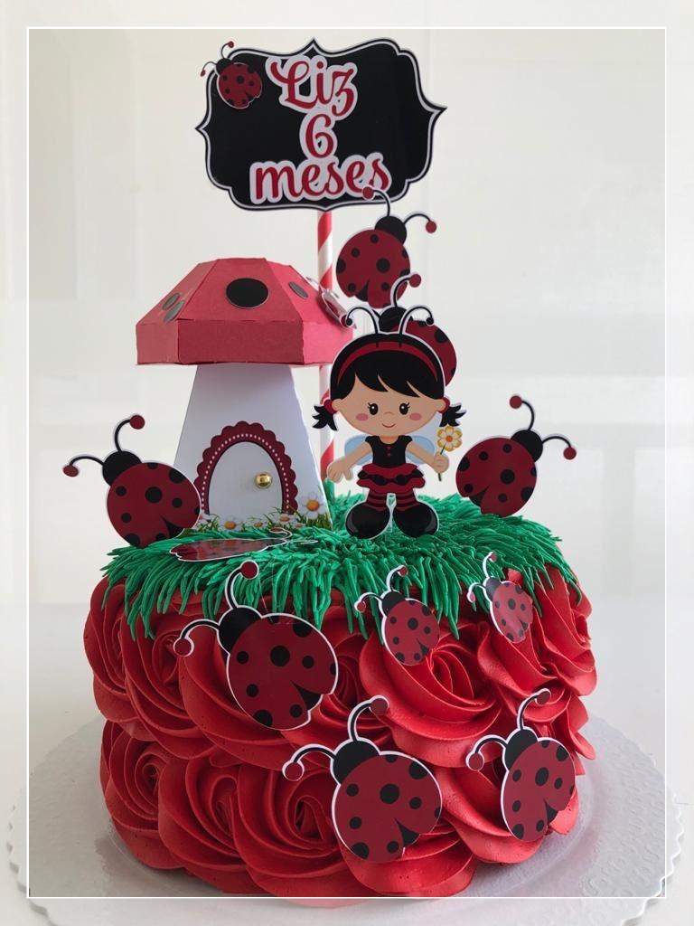 Arquivo de Corte Topo de Bolo - Joaninha