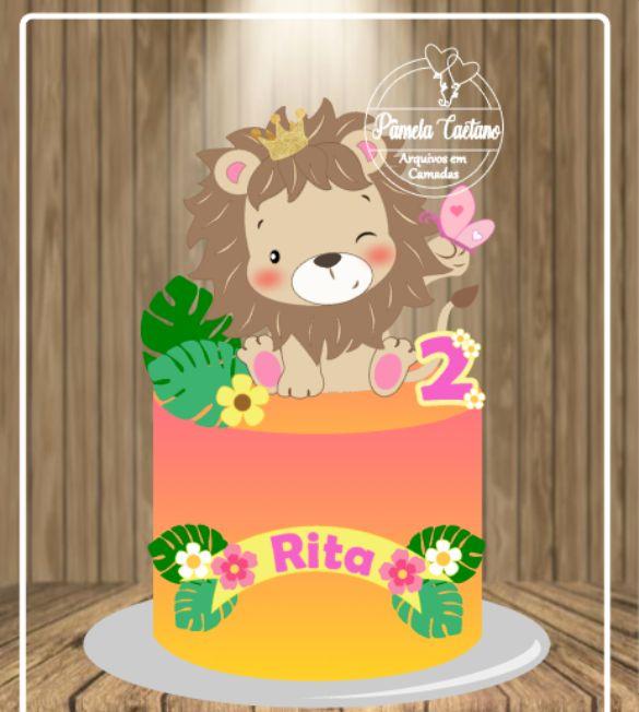 Arquivo de Corte Topo de Bolo - Leãozinho