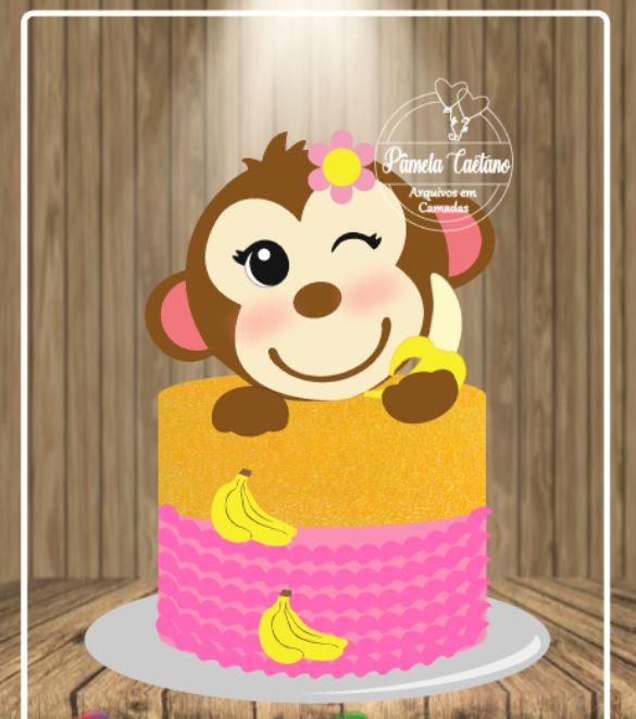 Arquivo de Corte Topo de Bolo - Macaquinho