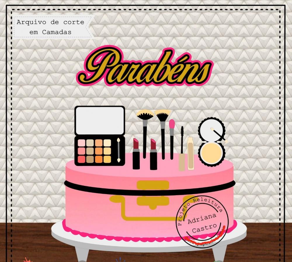 Arquivo de Corte Topo de Bolo - Maquiagem / Make