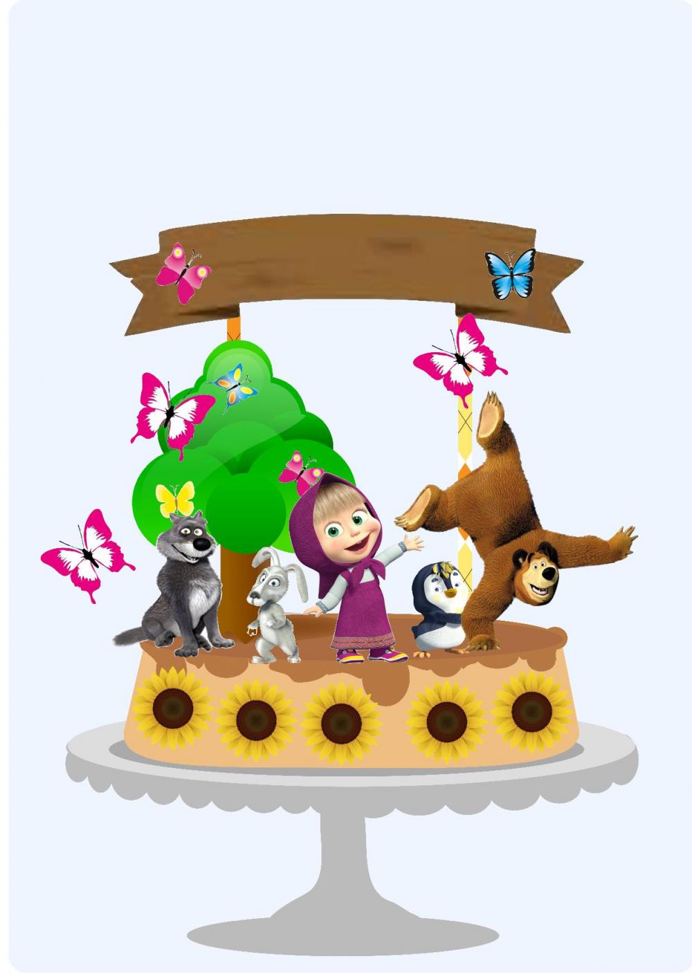 Arquivo de Corte Topo de Bolo - Marsha e o Urso