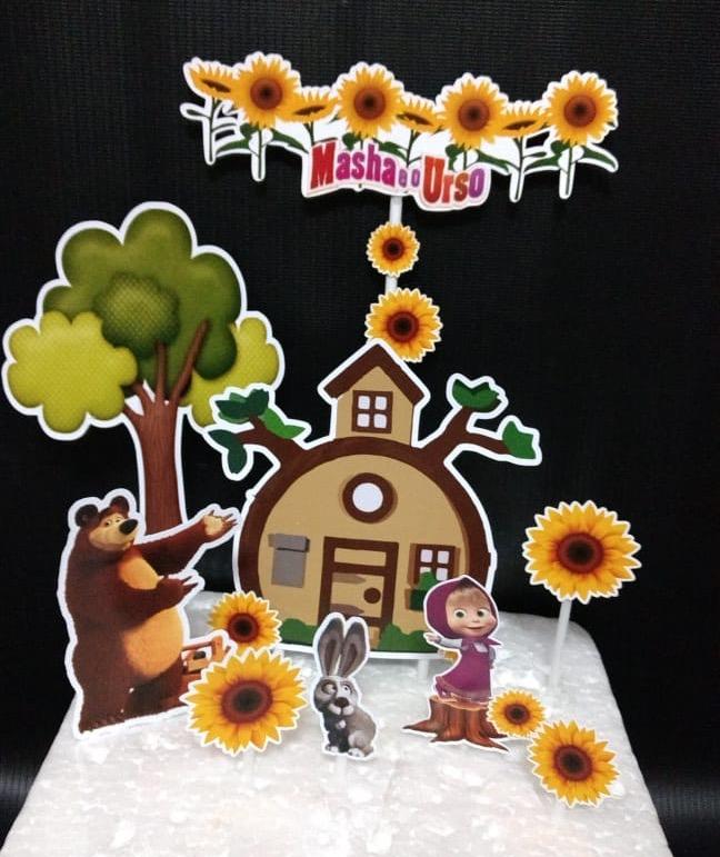 Arquivo de Corte Topo de Bolo - Marsha e o Urso