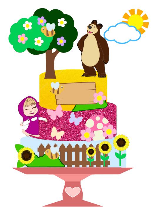 Arquivo de Corte Topo de Bolo - Marsha e o Urso