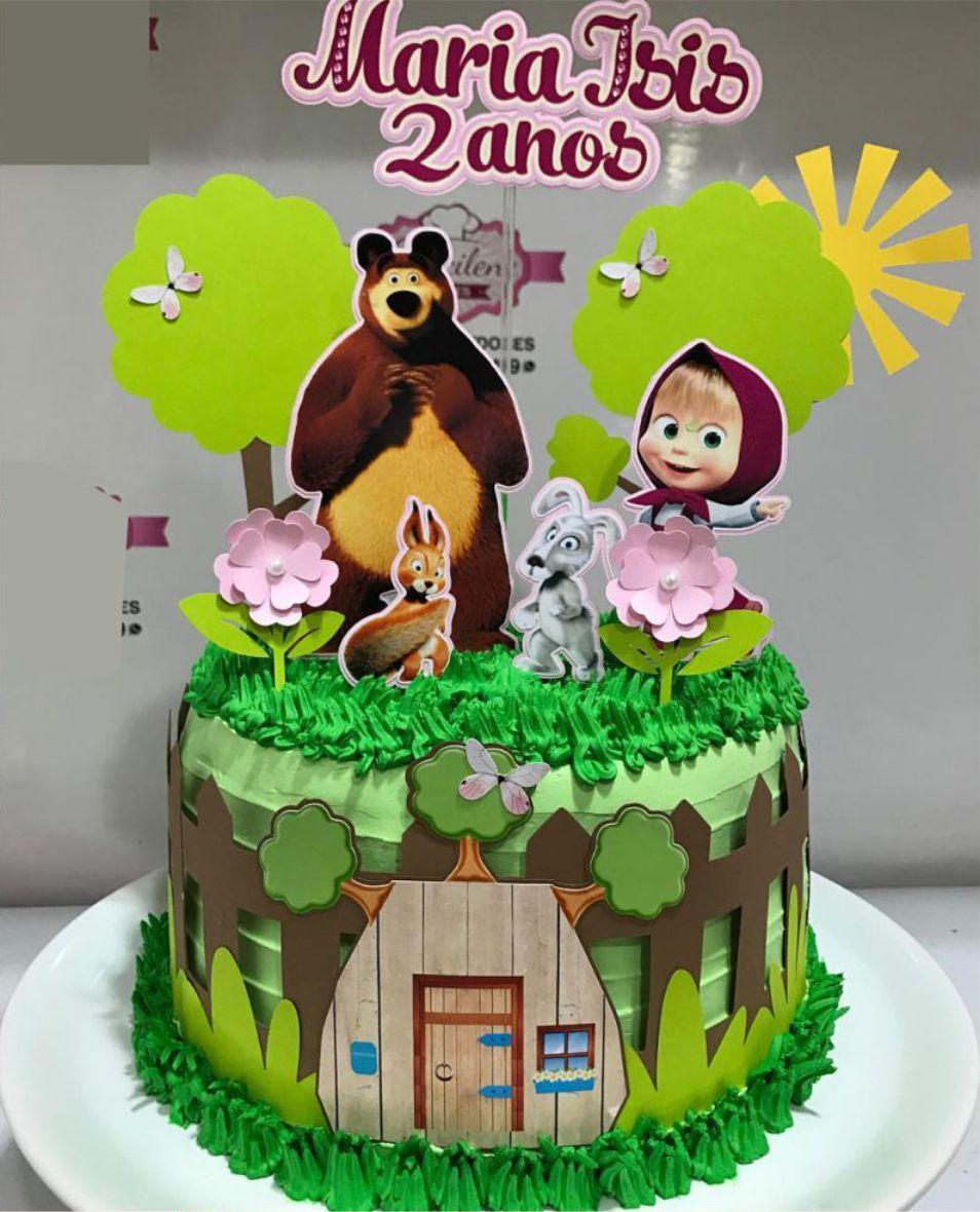 Arquivo de Corte Topo de Bolo - Marsha e o Urso