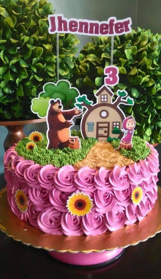 Arquivo de Corte Topo de Bolo - Marsha e o Urso