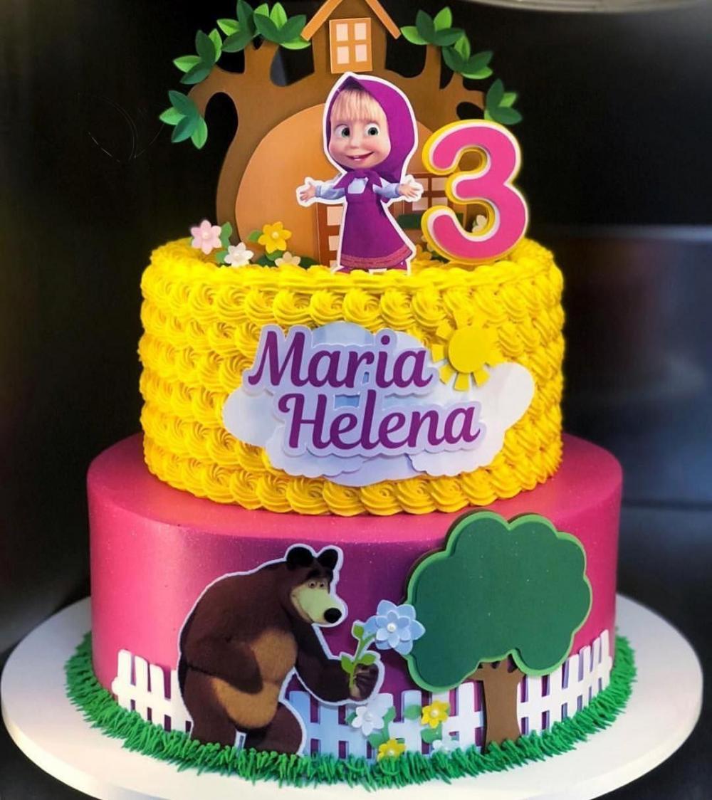 Arquivo de Corte Topo de Bolo - Marsha e o Urso