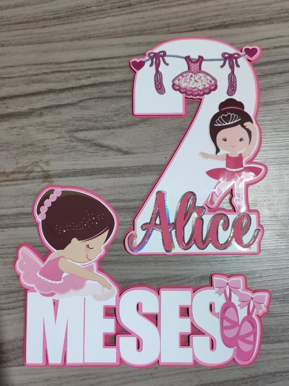 Arquivo de Corte Topo de Bolo - Mesversário Bailarina