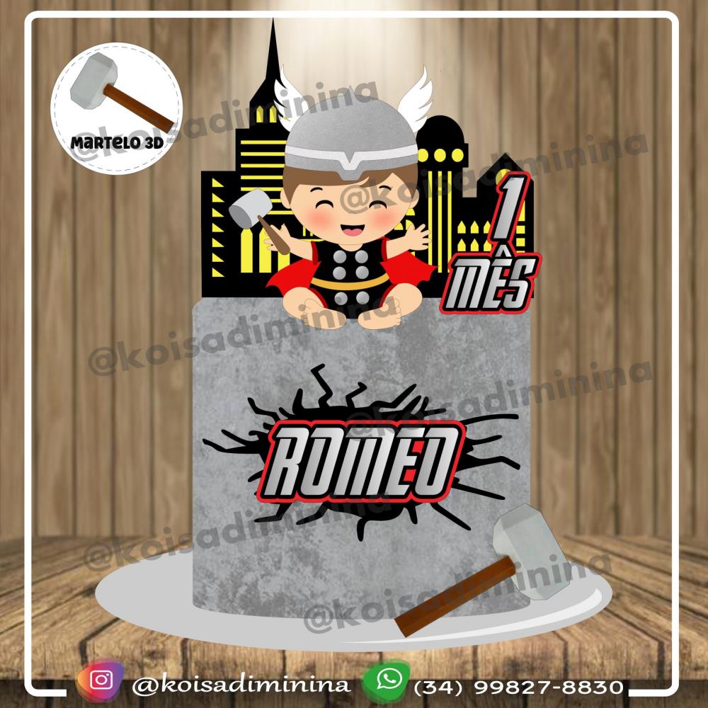Arquivo de Corte Topo de Bolo - Mesversário Thor