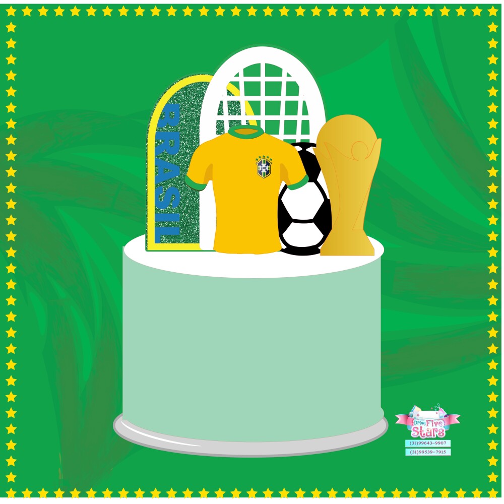 Arquivo de Corte Topo de Bolo - Copa do Mundo / Hexa