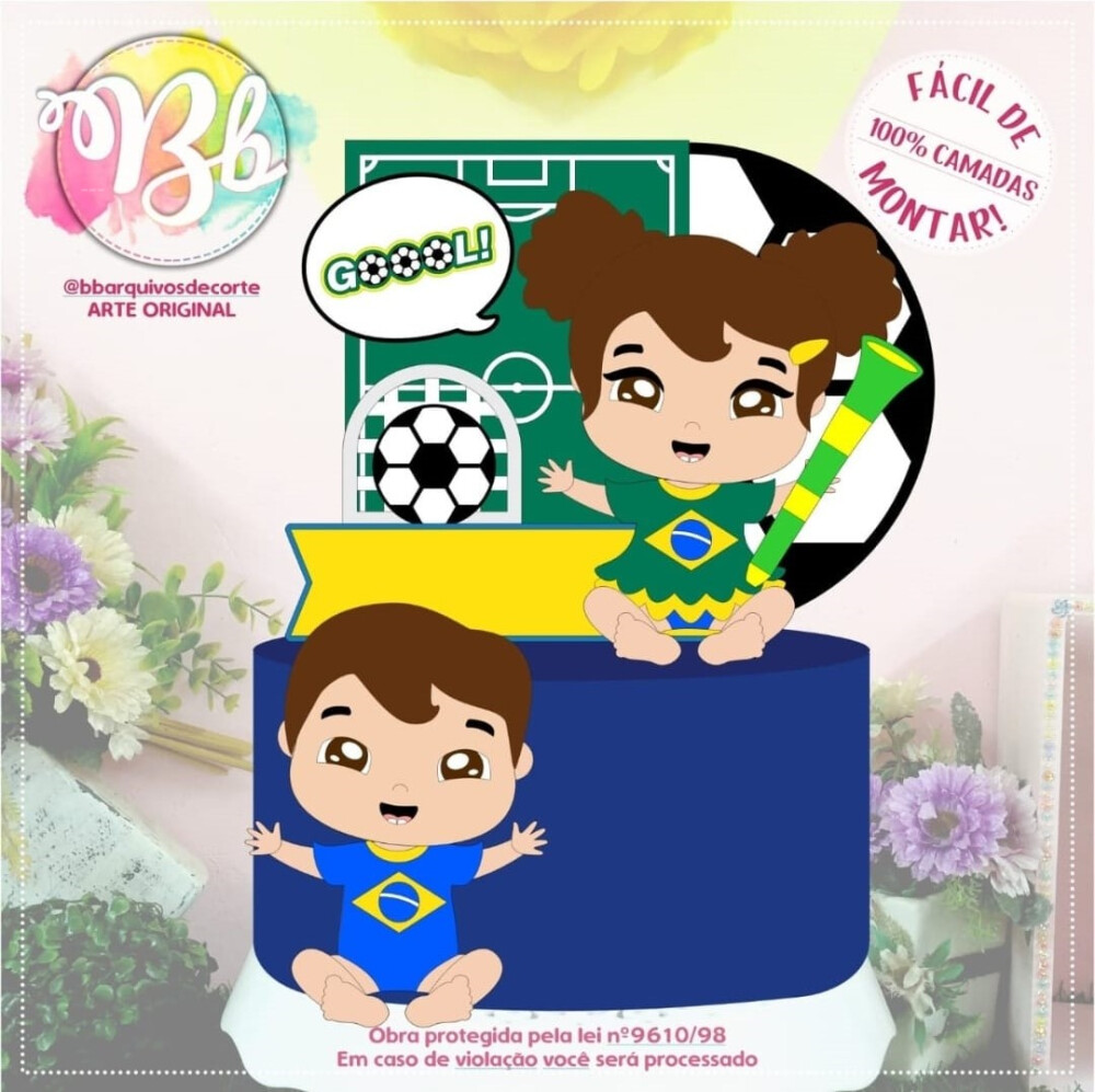 Arquivo de Corte Topo de Bolo - Copa do Mundo / Hexa