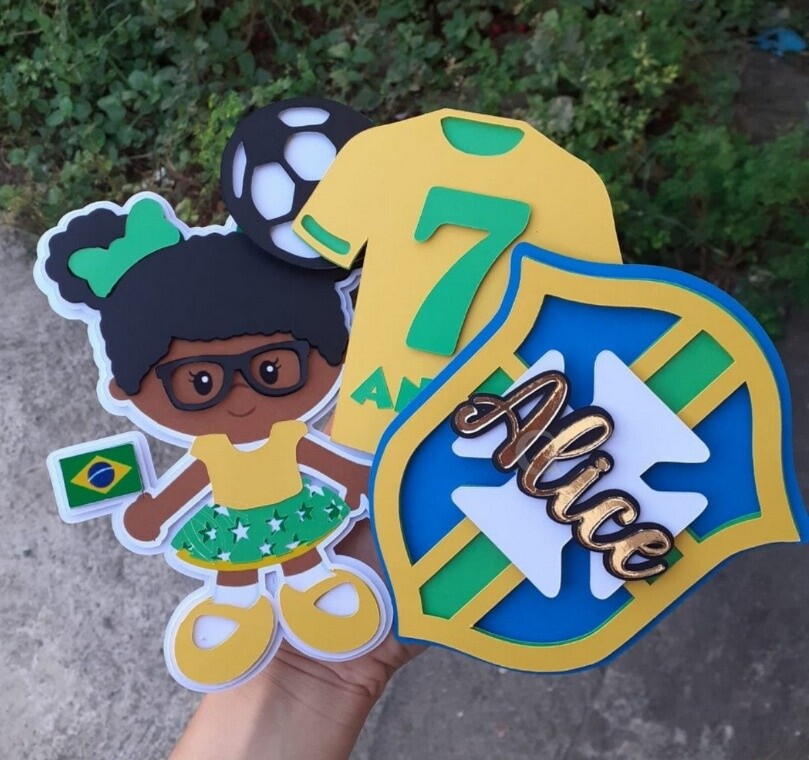 Arquivo de Corte Topo de Bolo - Copa do Mundo / Hexa