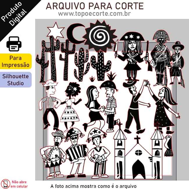 Arquivo de Corte Topo de Bolo - Festa Junina / Arraiá