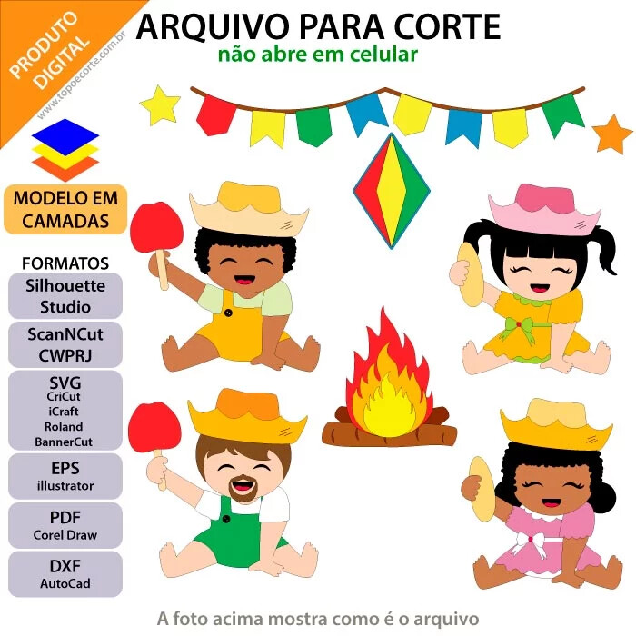 Arquivo de Corte Topo de Bolo - Festa Junina / Arraiá