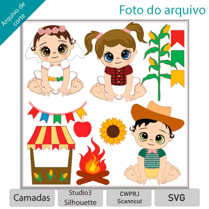 Arquivo de Corte Topo de Bolo - Festa Junina / Arraiá