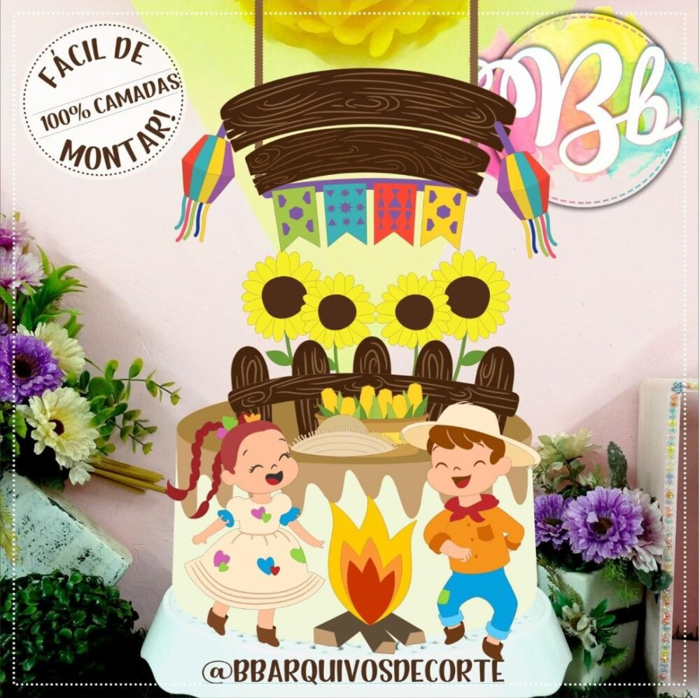 Arquivo de Corte Topo de Bolo - Festa Junina / Arraiá