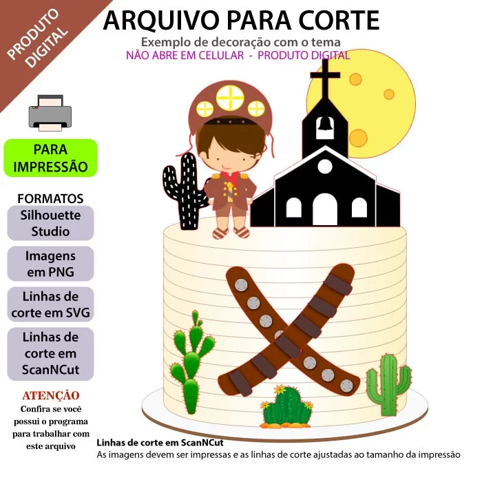 Arquivo de Corte Topo de Bolo - Festa Junina / Arraiá