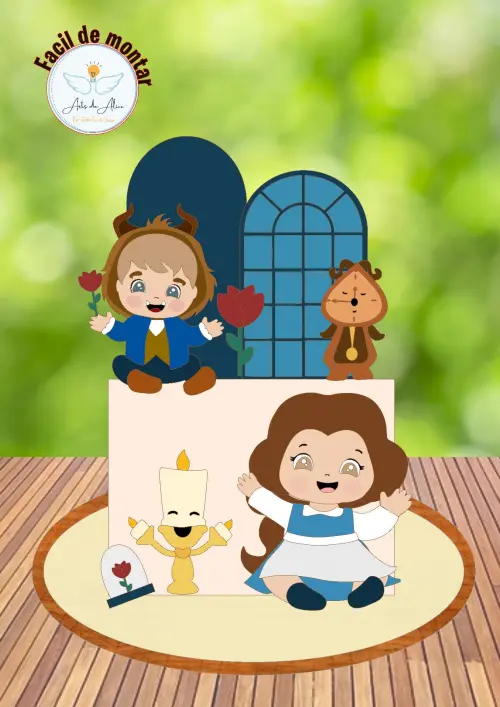 Arquivo de Corte Topo de Bolo - A Bela e a Fera