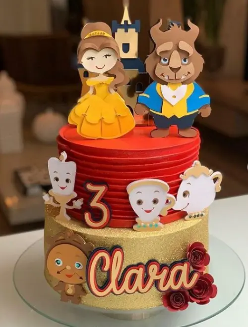 Arquivo de Corte Topo de Bolo - A Bela e a Fera