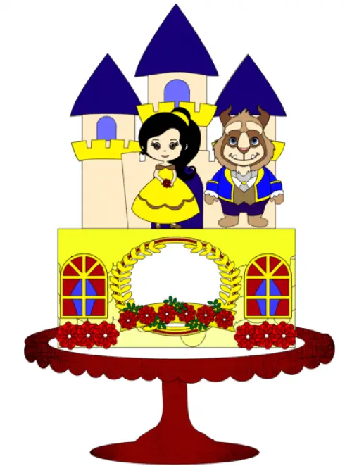 Arquivo de Corte Topo de Bolo - A Bela e a Fera