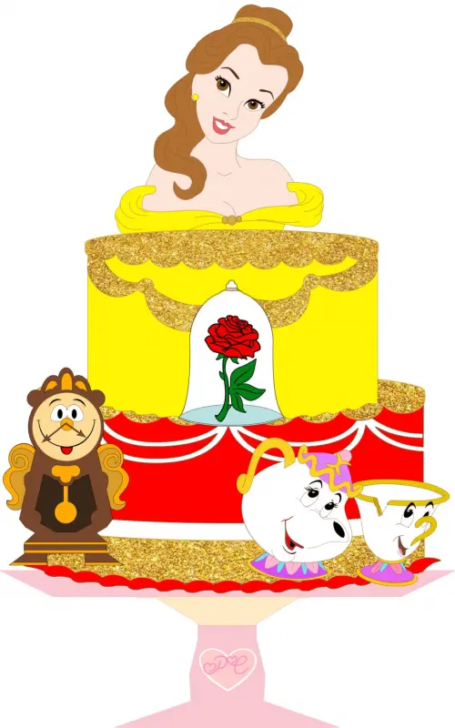 Arquivo de Corte Topo de Bolo - A Bela e a Fera