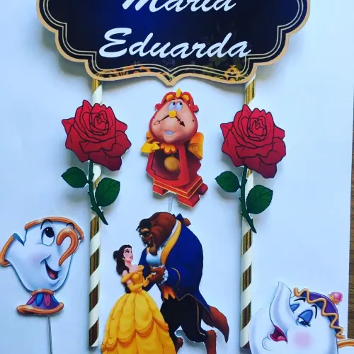 Arquivo de Corte Topo de Bolo - A Bela e a Fera