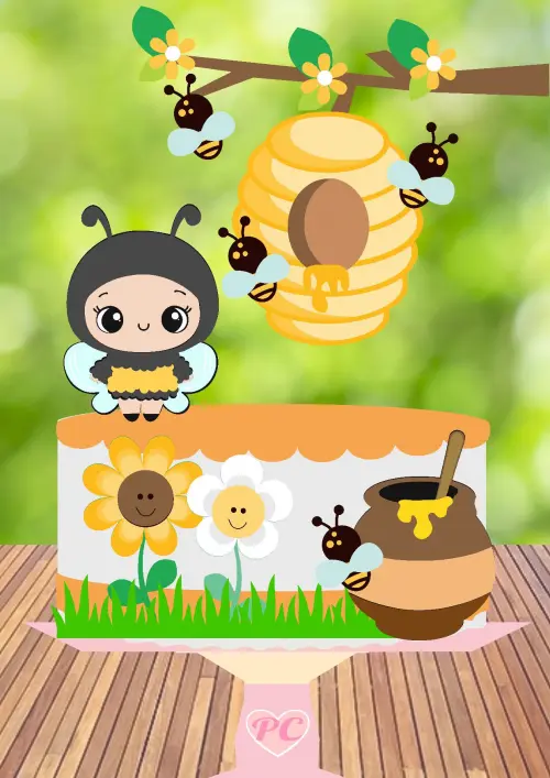 Arquivo de Corte Topo de Bolo - Abelhinha