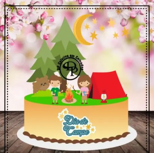 Arquivo de Corte Topo de Bolo - Acampamento