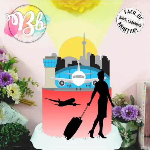 Arquivo de Corte Topo de Bolo - Aeromoça