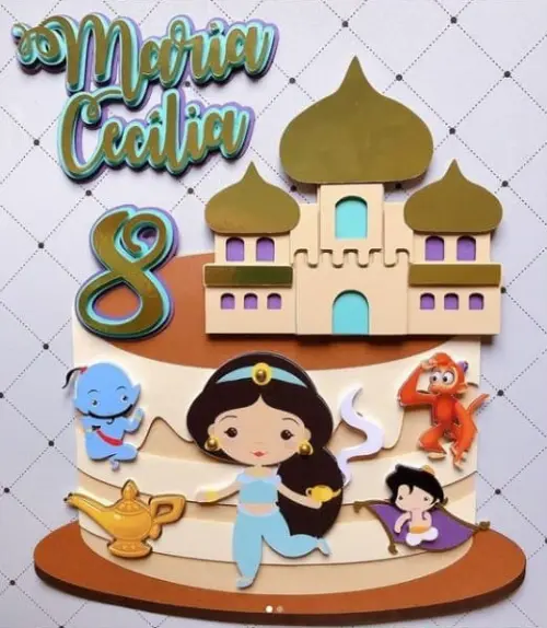 Arquivo de Corte Topo de Bolo - Aladdin e Jasmine