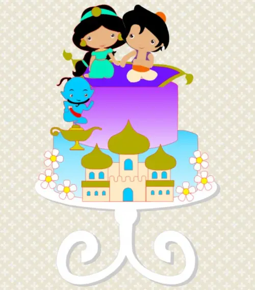 Arquivo de Corte Topo de Bolo - Aladdin e Jasmine