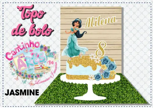 Arquivo de Corte Topo de Bolo - Aladdin e Jasmine