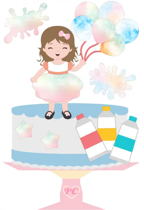 Arquivo de Corte Topo de Bolo - Aquarela