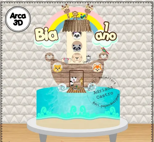 Arquivo de Corte Topo de Bolo - Arca de Nóe