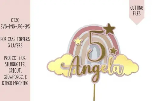 Arquivo de Corte Topo de Bolo - Arco Íris