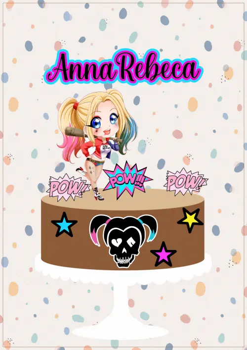 Arquivo de Corte Topo de Bolo - Arlequina