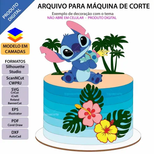 Arquivo de Corte Topo de Bolo - Lilo e Stich