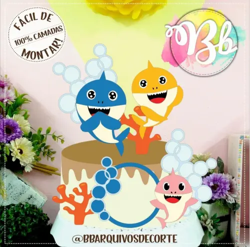 Arquivo de Corte Topo de Bolo - Baby Shark