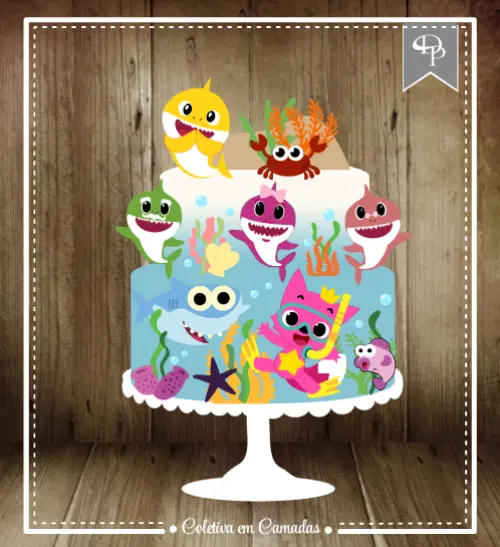 Arquivo de Corte Topo de Bolo - Baby Shark