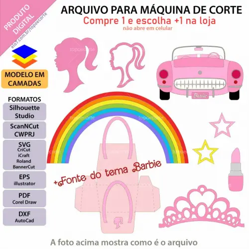 Arquivo de Corte Topo de Bolo - Barbie