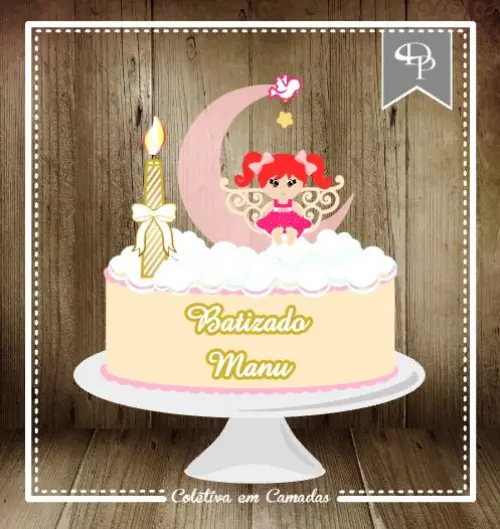 Arquivo de Corte Topo de Bolo - Batizado