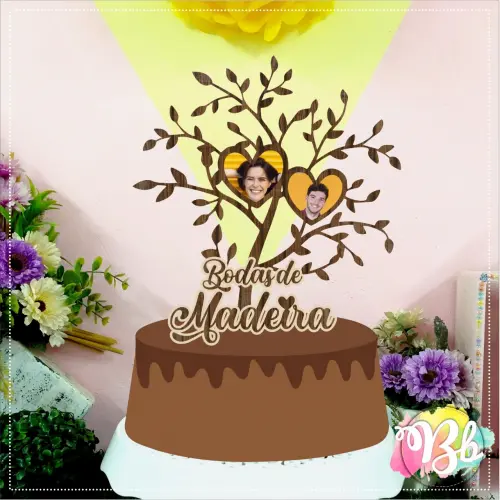 Arquivo de Corte Topo de Bolo - Bodas de Madeira