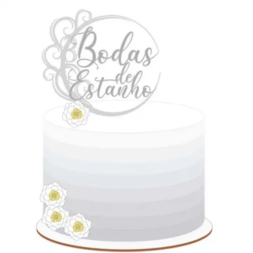 Arquivo de Corte Topo de Bolo - Bodas de Estanho